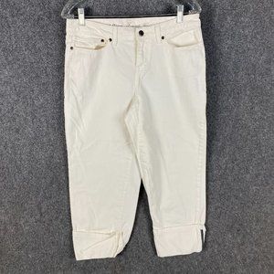 LL Bean Jeans Women's Size 8 Regular Favorite Crop White Cotton Mid Rise